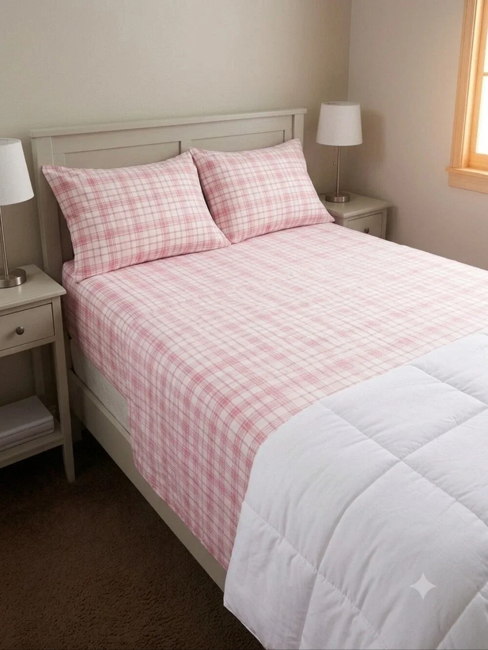 NWT! Cynthia Rowley Sheet Set - Pink Plaid Design - Full Size